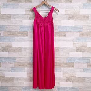 Vanity Fair Vintage Lace Satin Peignoir Night Gown Pink Womens Medium Petite PM